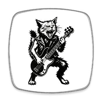 Katzenwerwolf Bassgroove - Viereckiger Kühlschrankmagnet - Weiß - Vorne