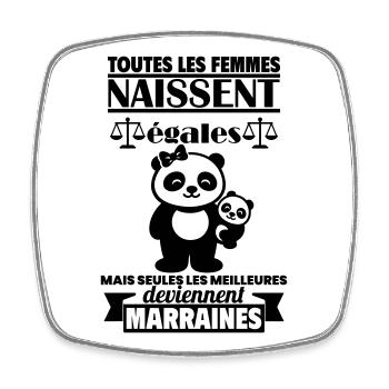 Marraine Cadeau Femme Panda Bébé - Magnet carré - blanc - Devant