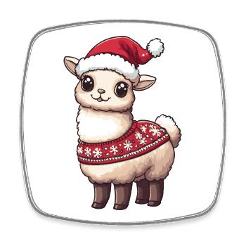 Alpaca Llama Christmas Xmas - Square fridge magnet - white - Front