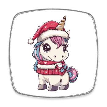Unicorn Christmas Xmas - Square fridge magnet - white - Front