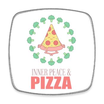 Inner Peace Pizza Yoga - Viereckiger Kühlschrankmagnet - Weiß - Vorne