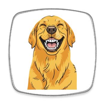 Lachender Golden Retriever - Viereckiger Kühlschrankmagnet - Weiß - Vorne