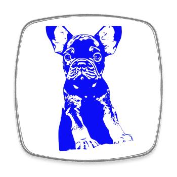 Bouledogue - Magnet carré - blanc - Devant
