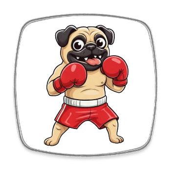 Mops Boxer Selbstverteidigung Kampfsport Schwarzgu - Viereckiger Kühlschrankmagnet - Weiß - Vorne