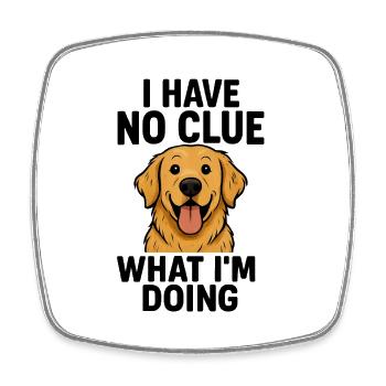 Chien confus avec humour - Magnet carré - blanc - Devant