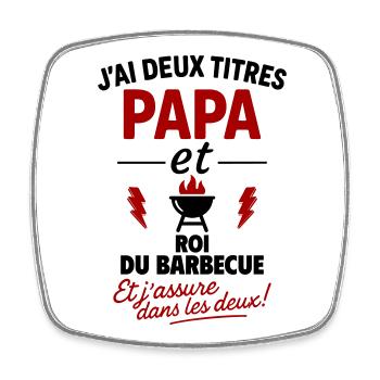 Dad King of the Barbecue Two Titles - Square fridge magnet - white - Front