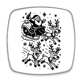 Crazy Drunk Santa Reindeers - Viereckiger Kühlschrankmagnet - Weiß - Vorne