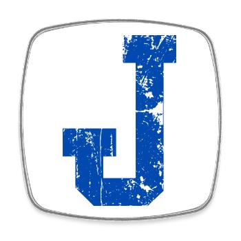 Retro Sport J Letter - Viereckiger Kühlschrankmagnet - Weiß - Vorne