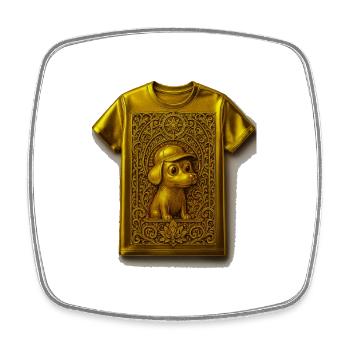 Golden Puppy in Ornaments T-Shirt - Viereckiger Kühlschrankmagnet - Weiß - Vorne