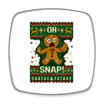 Oh Snap Gingerbread Man Ugly Christmas - Square fridge magnet - white - Front