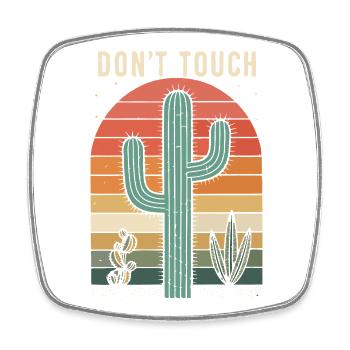 Cactus Retro Ne Pas Toucher - Magnet carré - blanc - Devant