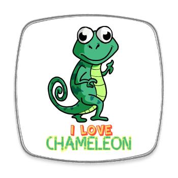 I Love Chameleon Cute Lizard Reptile Pet Animal  - Square fridge magnet - white - Front
