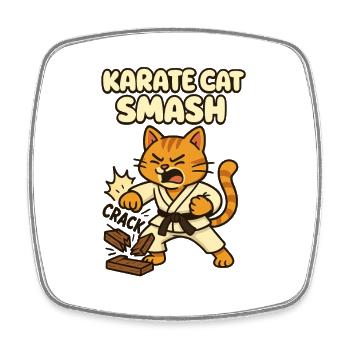 Karate Katze Smash - Viereckiger Kühlschrankmagnet - Weiß - Vorne