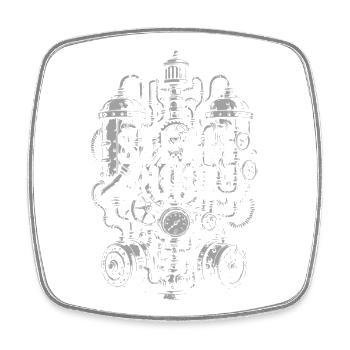 Art de la chaudière Gearpunk Steampunk - Magnet carré - blanc - Devant