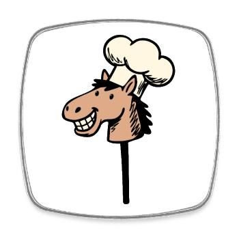 Steckenpferde Hobby-Horse Hobbyköchin - Viereckiger Kühlschrankmagnet - Weiß - Vorne