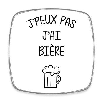 I can't I have beer - Alcohol - Square fridge magnet - white - Front