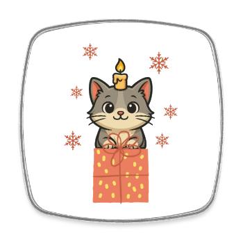 Katze Hauskatze Fellnase Weihnachten - Viereckiger Kühlschrankmagnet - Weiß - Vorne