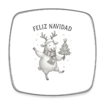 Feliz Navidad Schaf mit Weihnachtsbaum - Viereckiger Kühlschrankmagnet - Weiß - Vorne