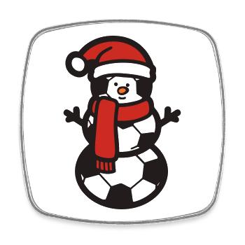 Fußball Schneemann Weihnachten Sport - Viereckiger Kühlschrankmagnet - Weiß - Vorne