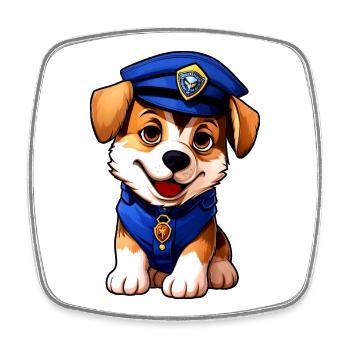 Dog Policeman - Square fridge magnet - white - Front