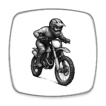 Illustration de pilotes de motocross - Magnet carré - blanc - Devant