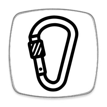 Karabiner Symbol Klettern - Viereckiger Kühlschrankmagnet - Weiß - Vorne
