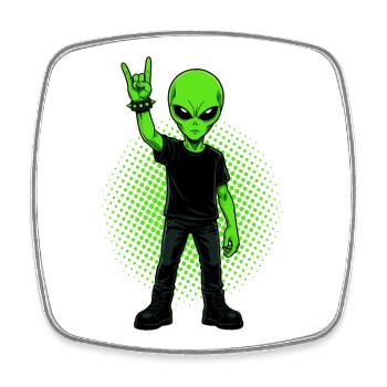 Heavy Metal Alien - Square fridge magnet - white - Front