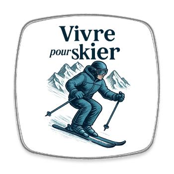 Live to Ski, Ski to Live - Square fridge magnet - white - Front