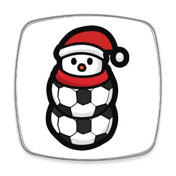Fußball Schneemann Weihnachten Sport - Viereckiger Kühlschrankmagnet - Weiß - Vorne