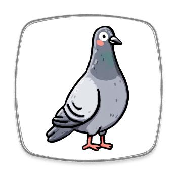 Portrait fantaisiste du pigeon - Magnet carré - blanc - Devant