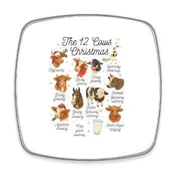 The 12 Cows of Christmas – Lustiges Weihnachtskuh - Square fridge magnet - white - Front