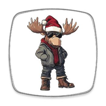 Elch Weihnachten Winter - Viereckiger Kühlschrankmagnet - Weiß - Vorne