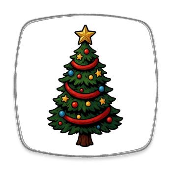 Comic-Weihnachtsbaum bunt geschmückt - Viereckiger Kühlschrankmagnet - Weiß - Vorne