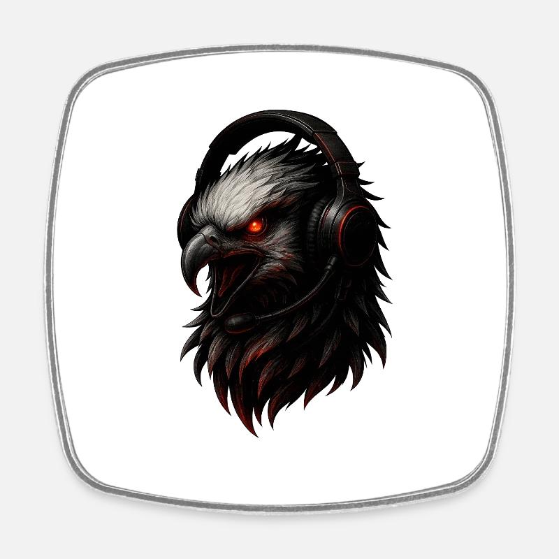 Eagle with Gaming Headset - Square fridge magnet - white