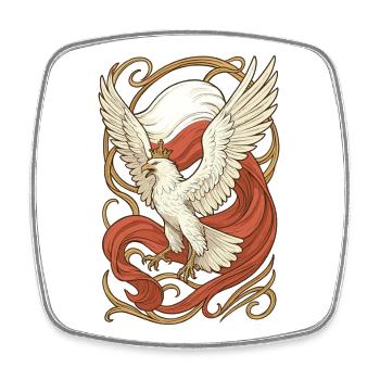 Drapeau de l’aigle polonais, cadeau Art nouveau - Magnet carré - blanc - Devant
