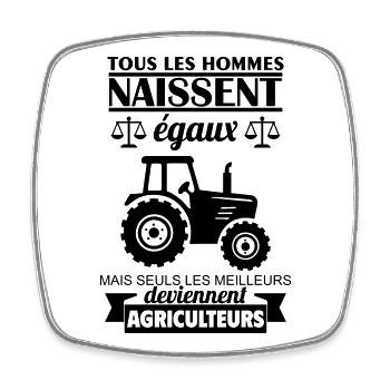 All men are born equal farmers - Square fridge magnet - white - Front