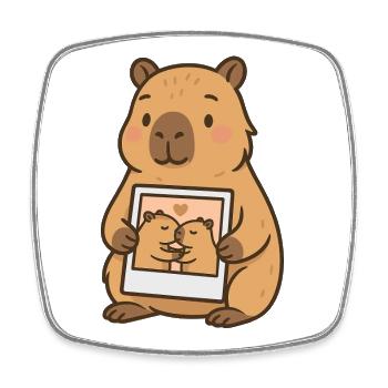 Capybara mit Foto – Süßes Valentinsmotiv - Viereckiger Kühlschrankmagnet - Weiß - Vorne