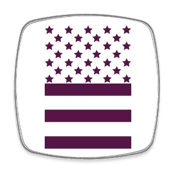 Dunkelviolette Flagge – Sterne-und-Streifen-Design - Viereckiger Kühlschrankmagnet - Weiß - Vorne