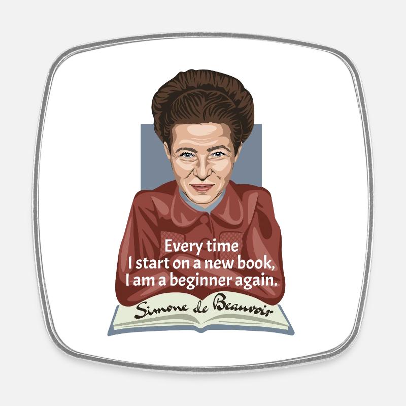 Simone de Beauvoir - Square fridge magnet - white