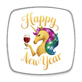 New Year's Eve Happy New Year Unicorn Party New Year - Square fridge magnet - white - Front