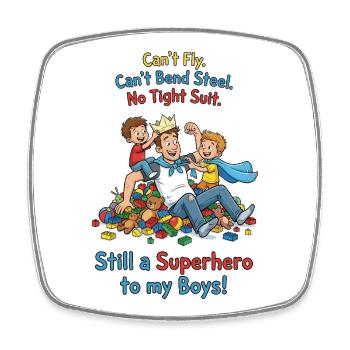 Superhero_Dad_Spielzeit - Viereckiger Kühlschrankmagnet - Weiß - Vorne
