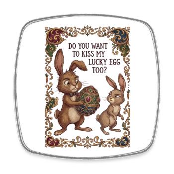 Lucky Egg Art - Square fridge magnet - white - Front