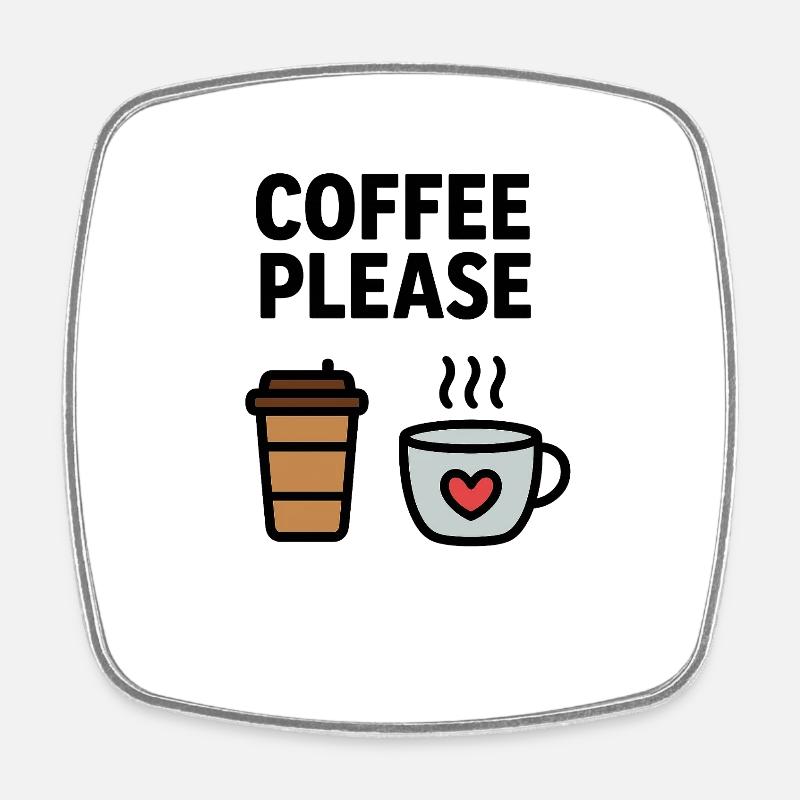 Mug & Heart Coffee Icon - Square fridge magnet - white