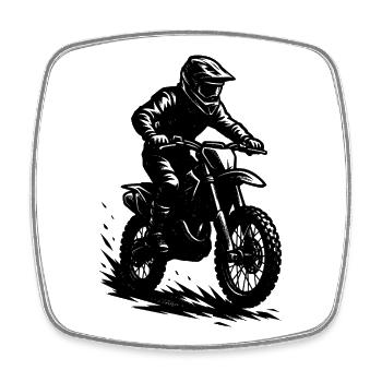 Lustiges Motocross Motiv - Viereckiger Kühlschrankmagnet - Weiß - Vorne