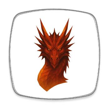 Flammender Lowpoly Drache - Viereckiger Kühlschrankmagnet - Weiß - Vorne