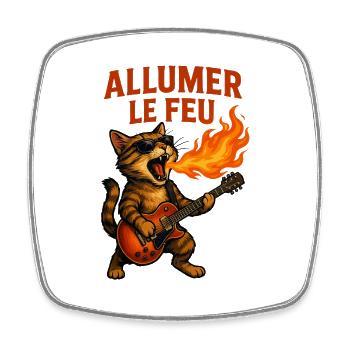 Light the Fire Cat Rock - Square fridge magnet - white - Front