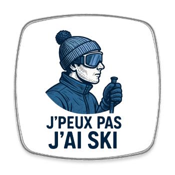 Ich kann nicht Skifahren. - Viereckiger Kühlschrankmagnet - Weiß - Vorne