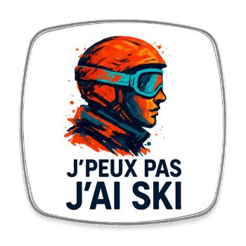 Ich kann nicht Skifahren. - Viereckiger Kühlschrankmagnet - Weiß - Vorne