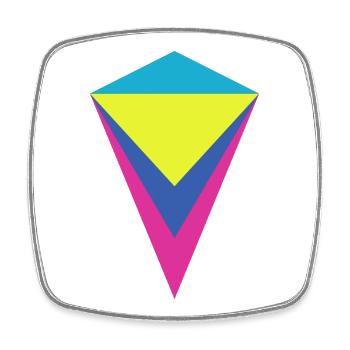 Multi-layered neon diamond - Square fridge magnet - white - Front