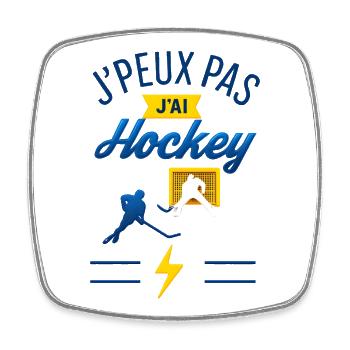 J'peux pas j'ai hockey - Magnet carré - blanc - Devant